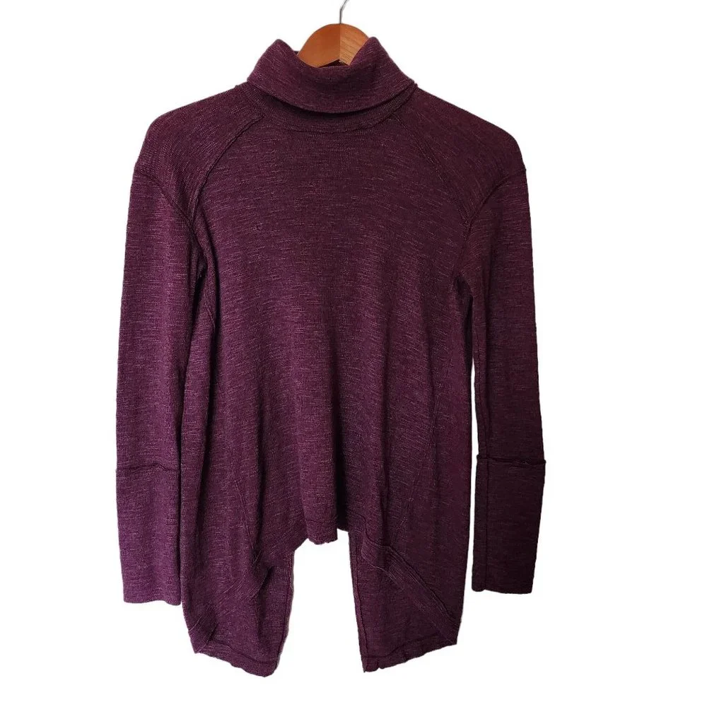Free People Hi-Low‎ Split Back Turtleneck XS  Long Sleeve Magenta XS